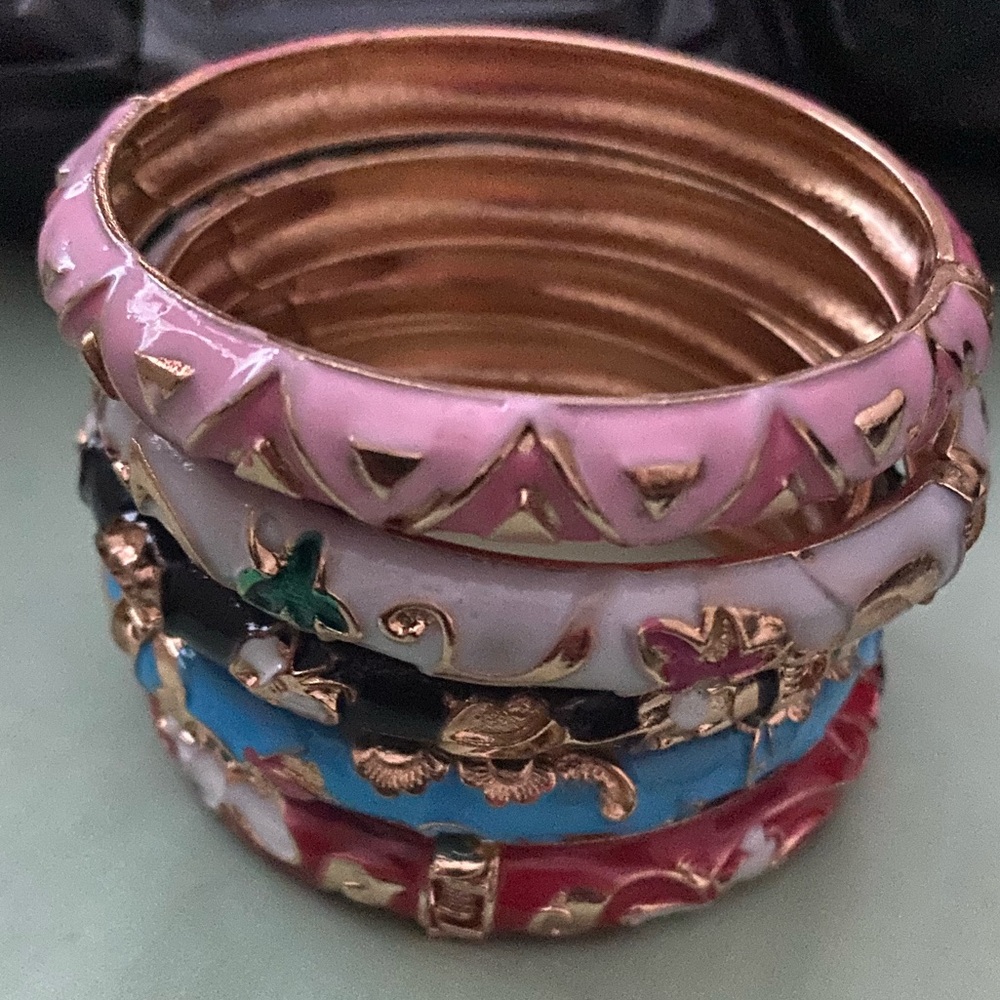 Jewel Badgley Mischka Multicolor Enamel Bangle Set